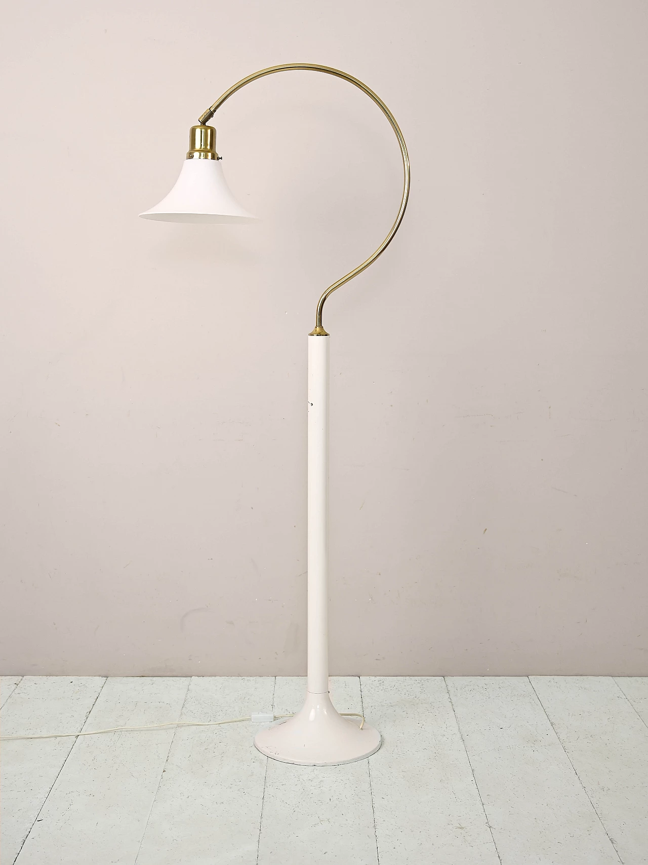 C-shaped floor lamp with plastic shade, 1960s 4