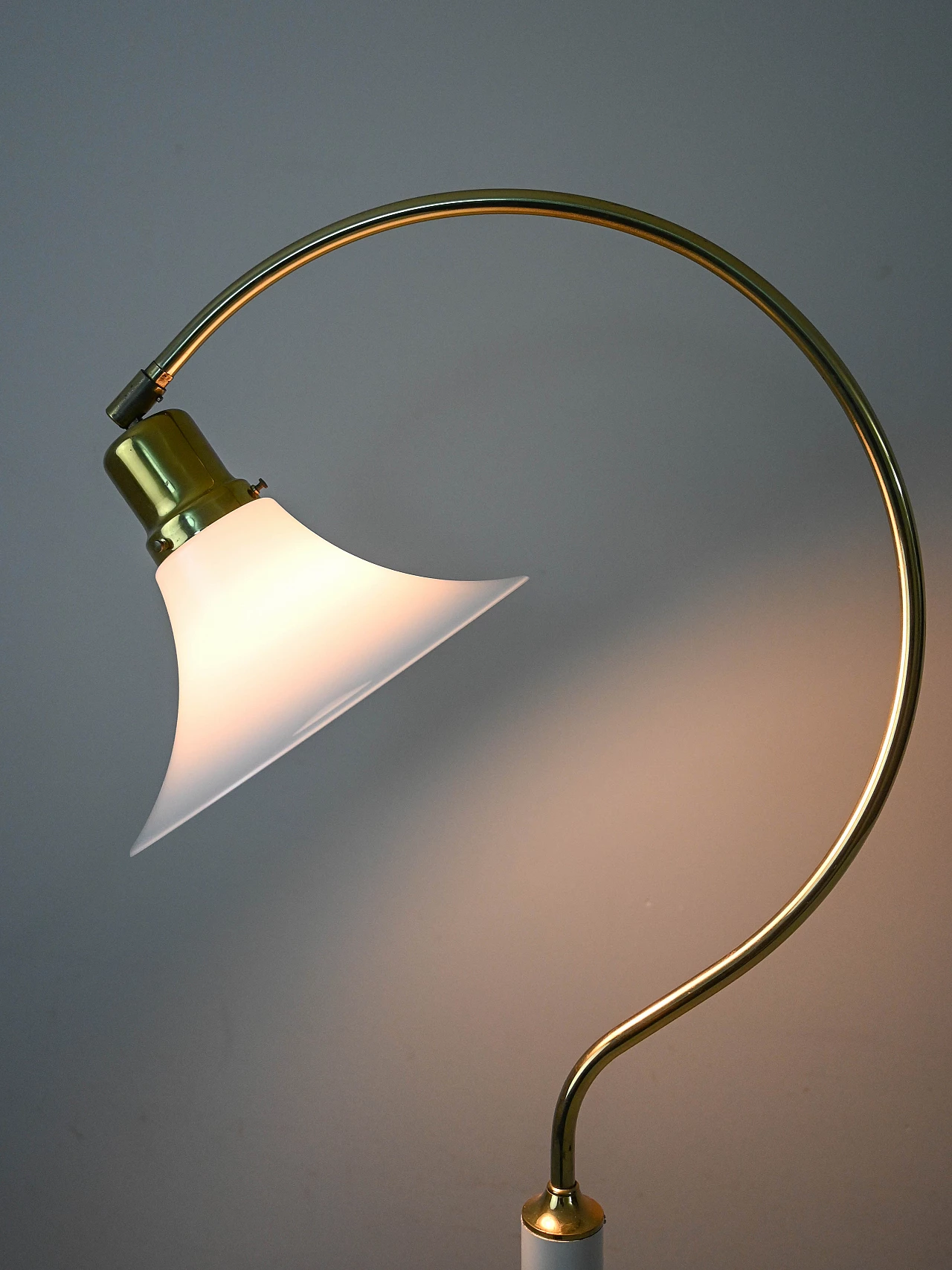 C-shaped floor lamp with plastic shade, 1960s 10