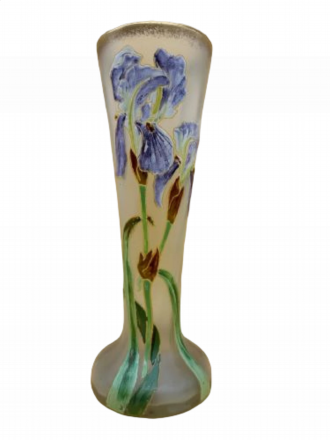 Frosted glass vase with floral motif in relief 4