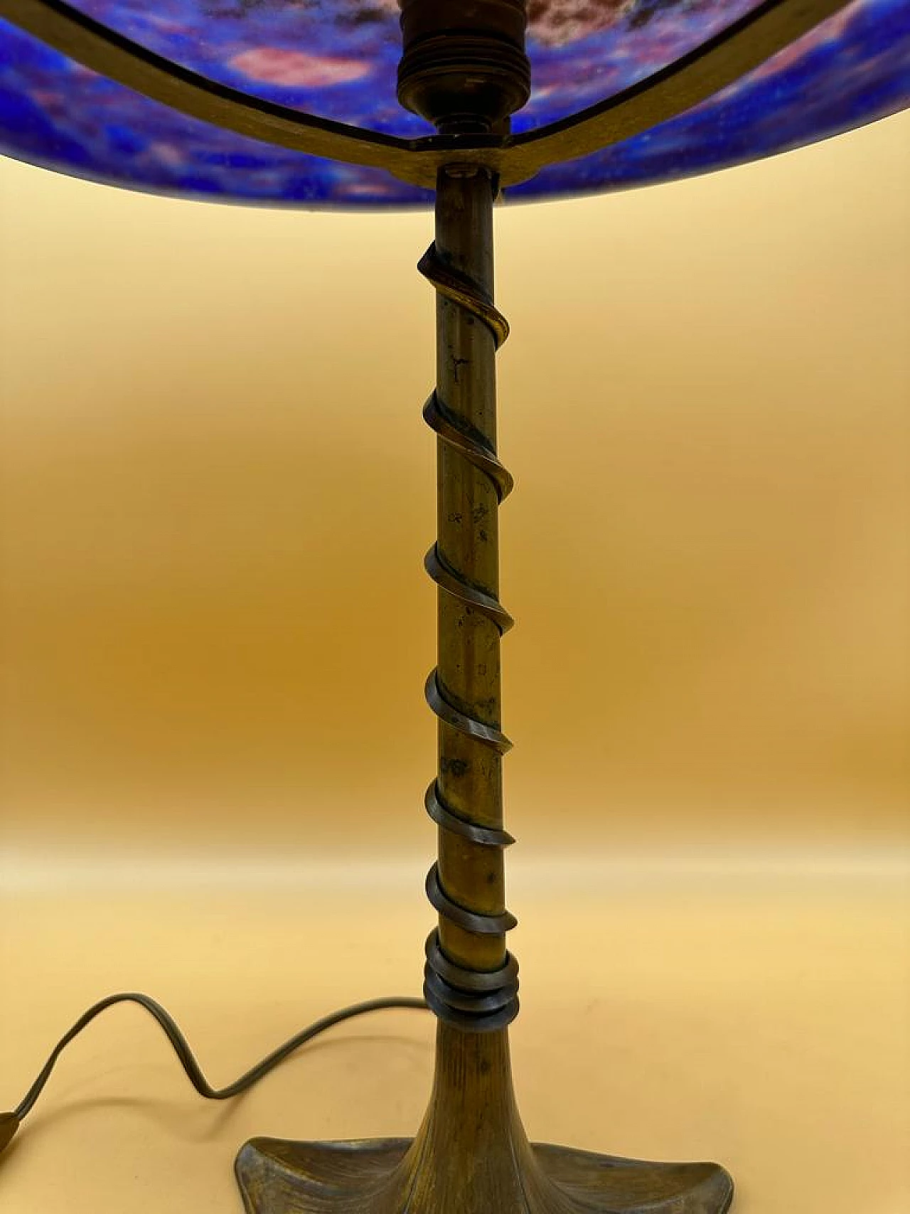 Bronze and glass paste table lamp by Muller Frères Luneville 5