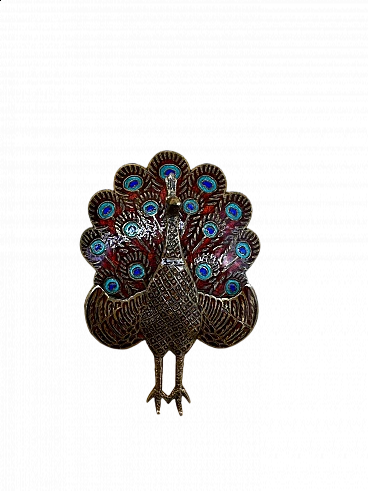 Silver brooch with peacock, early 20th century