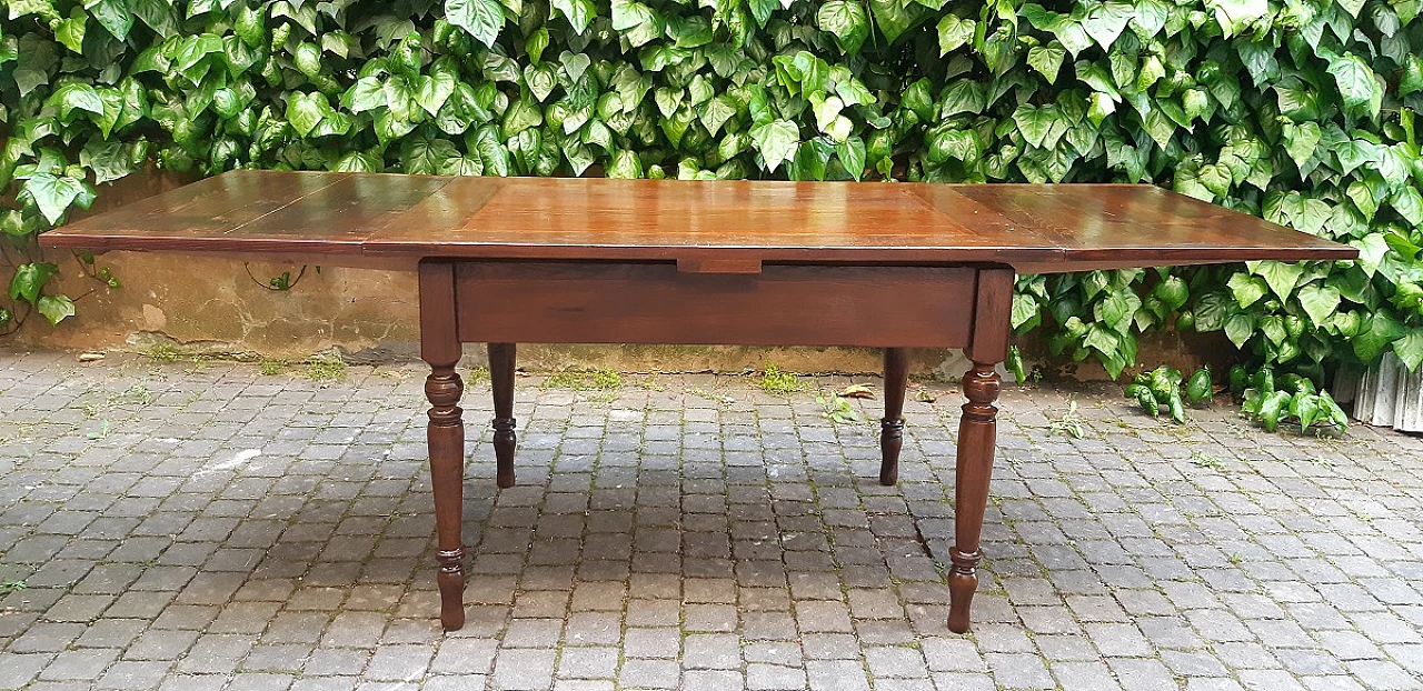 Extending solid walnut table with drawers, 19th century 1