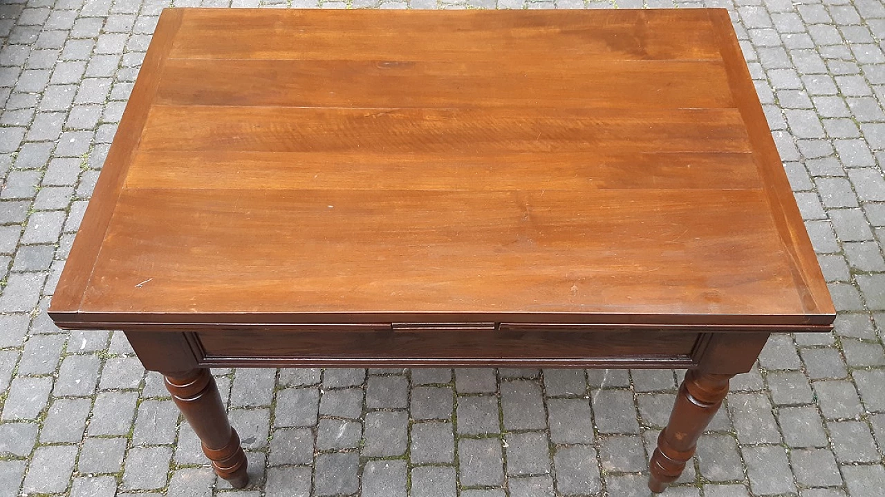 Extending solid walnut table with drawers, 19th century 2