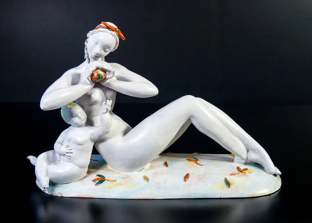 Eugenio Pattarino, nudo femminile con bambino, scultura in ceramica, anni '20 3