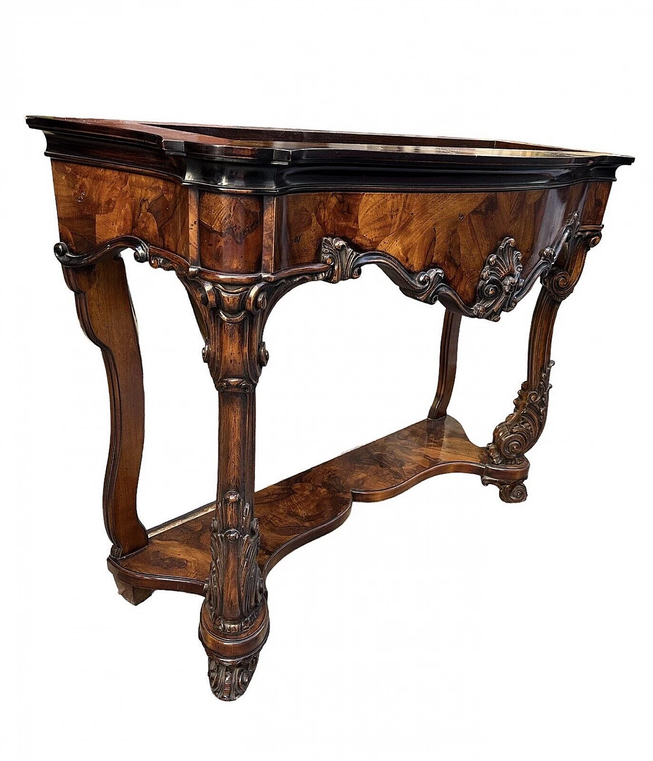 French Louis Philippe style wood console with marble top 1