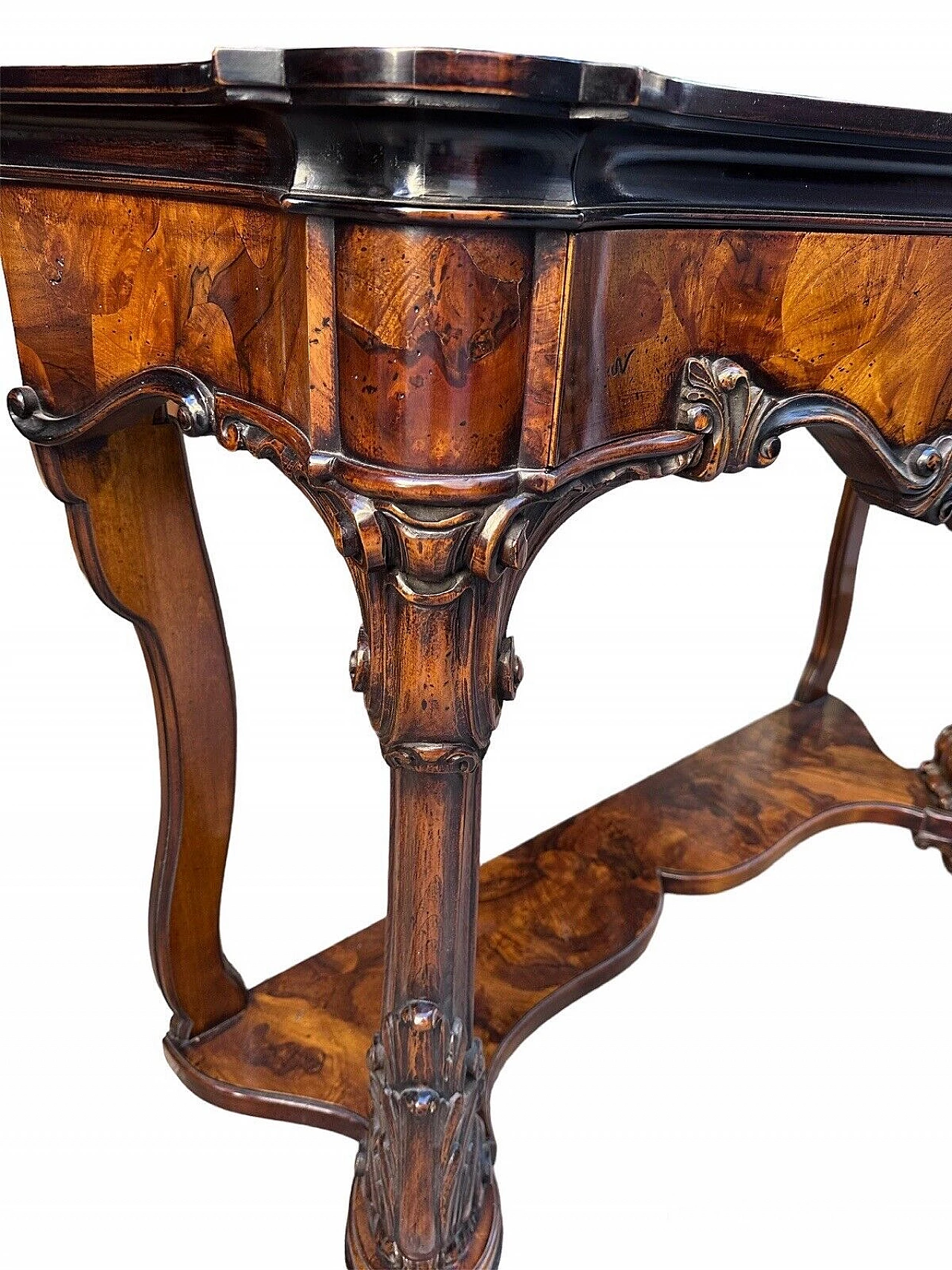 French Louis Philippe style wood console with marble top 2