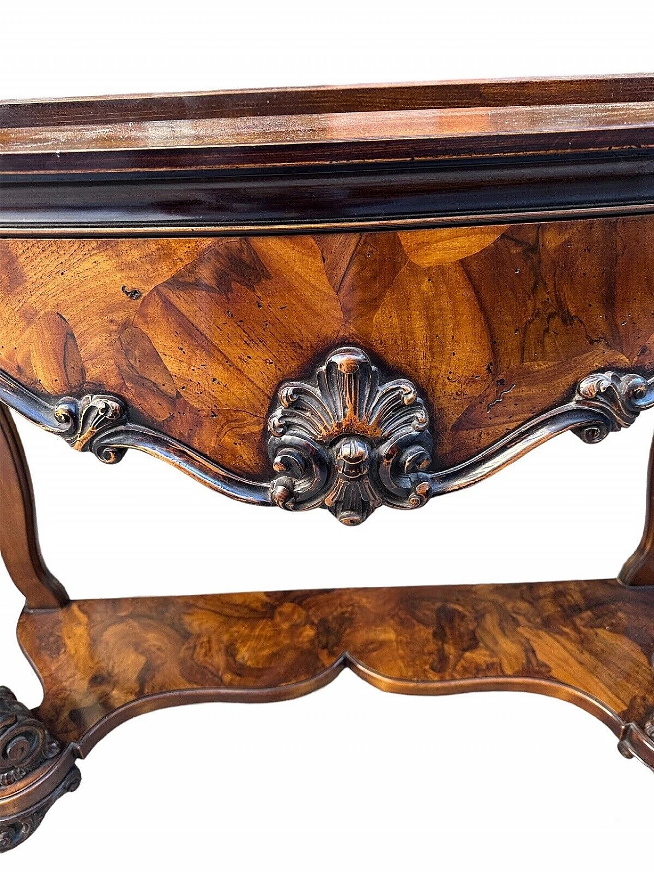 French Louis Philippe style wood console with marble top 3