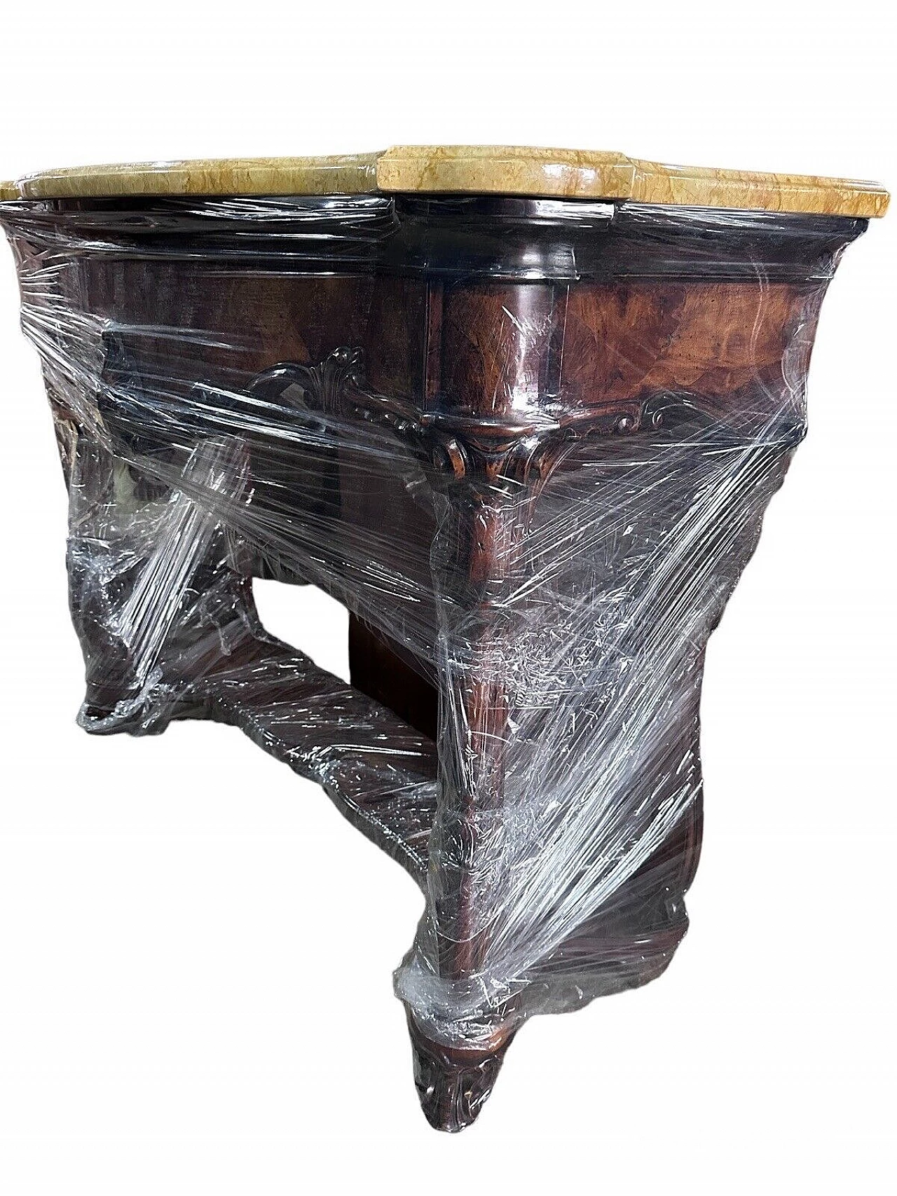 French Louis Philippe style wood console with marble top 5