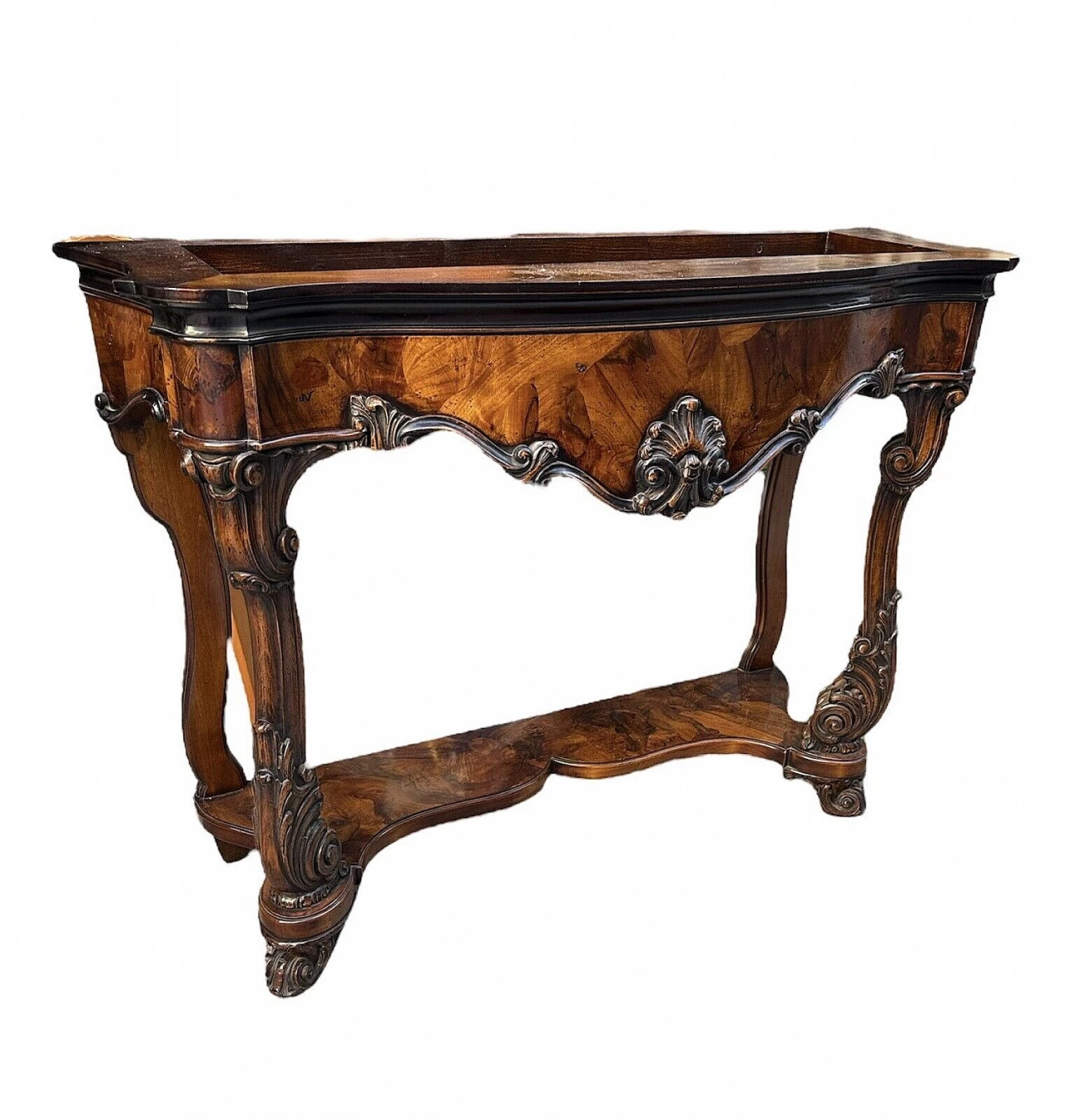 French Louis Philippe style wood console with marble top 8