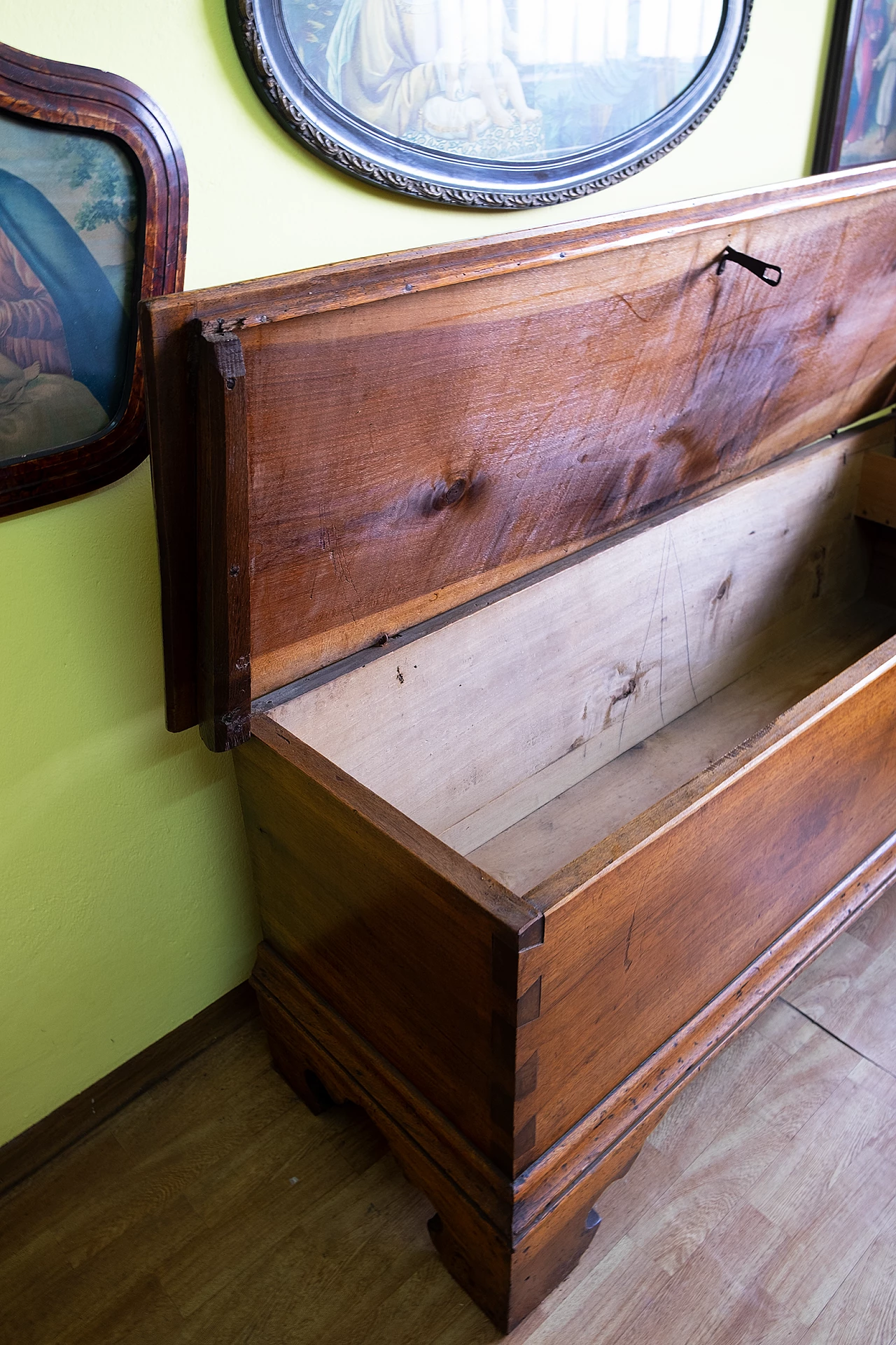 Rectangular walnut covered chest, mid-18th century 11