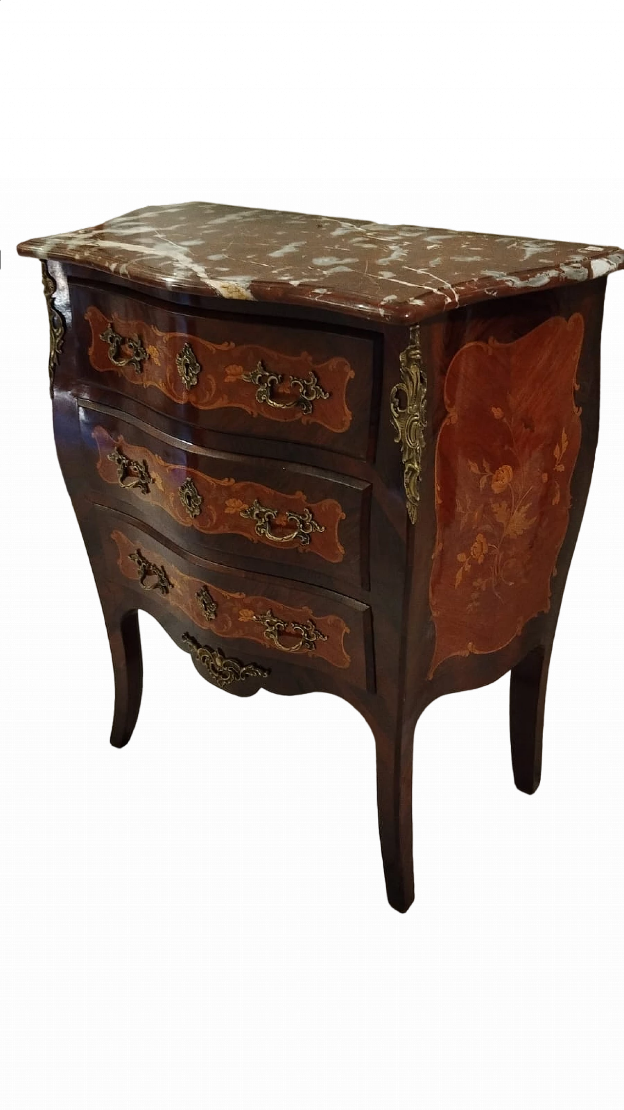 Louis XVI chest of drawers with Rosso Francia marble top, 18th century 14