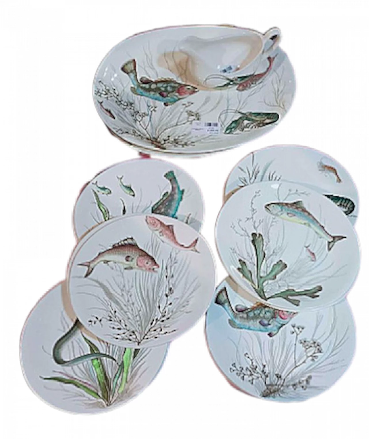 Ceramic plates set with fish by Johnson Brothers, 1960s 8