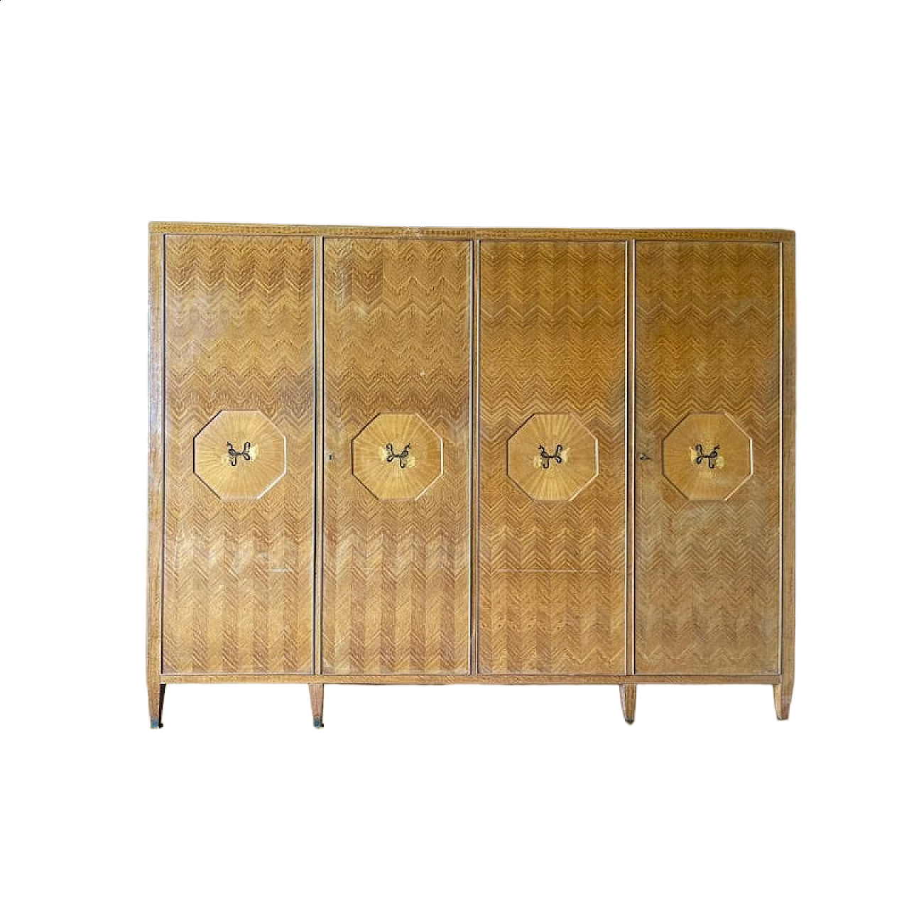 Armadio a quattro ante placcato in legno di citronnier a spina, anni '40 20