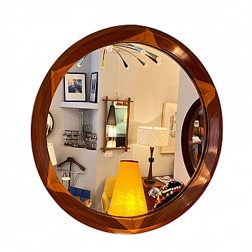 Round two-tone wood wall mirror, 1960s