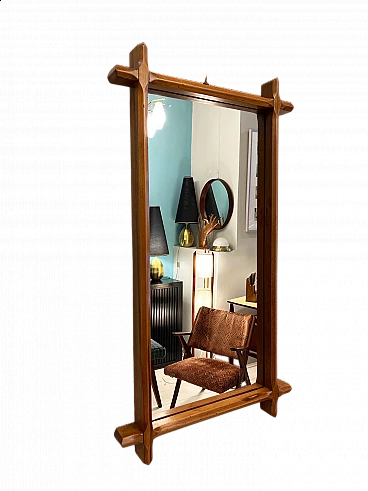 Rectangular walnut wall mirror, 1960s