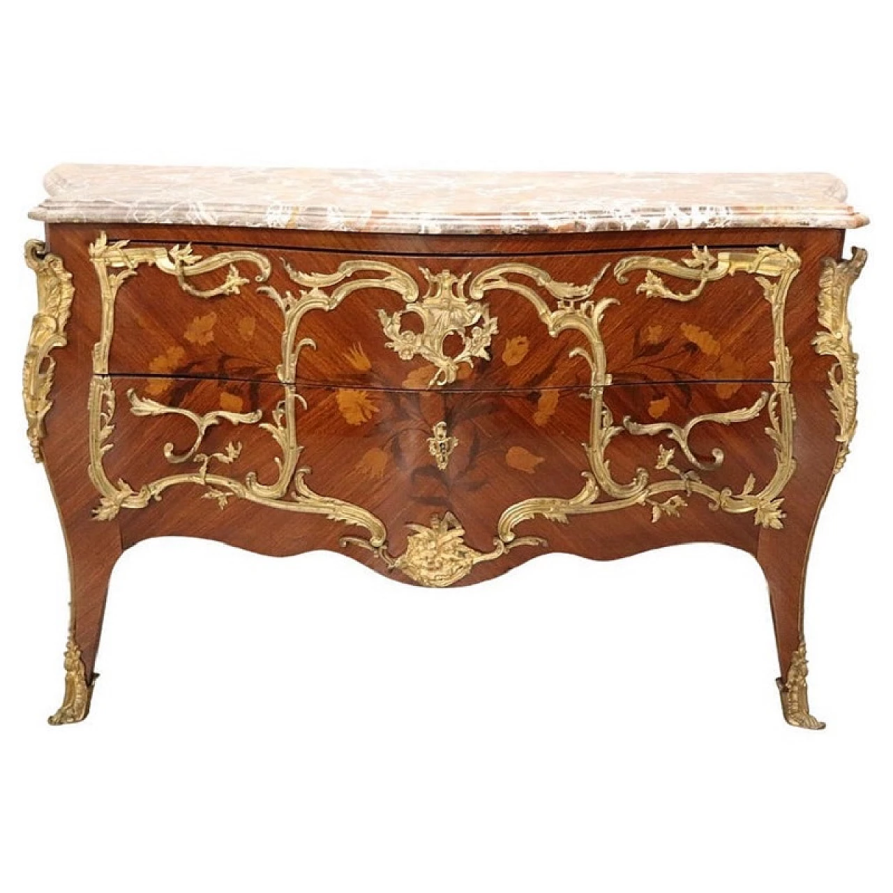 Napoleon III wood, bronze and marble commode, late 19th century 1