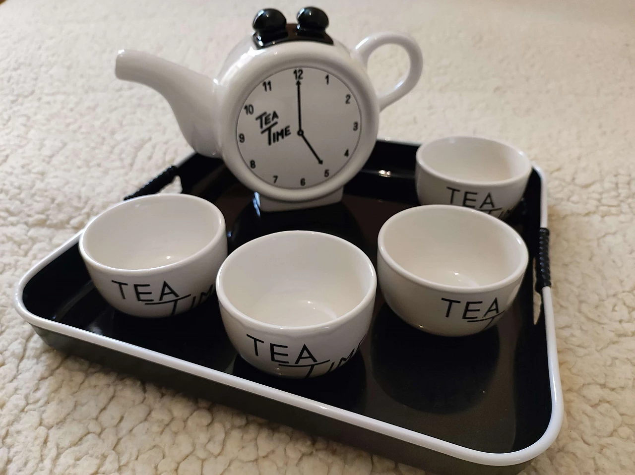 Ceramic tea service with tray, 1980s 1