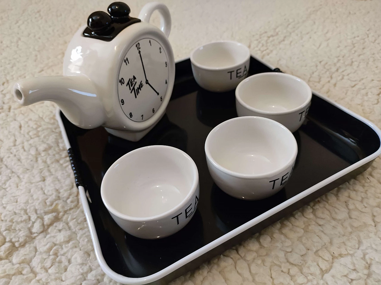 Ceramic tea service with tray, 1980s 3