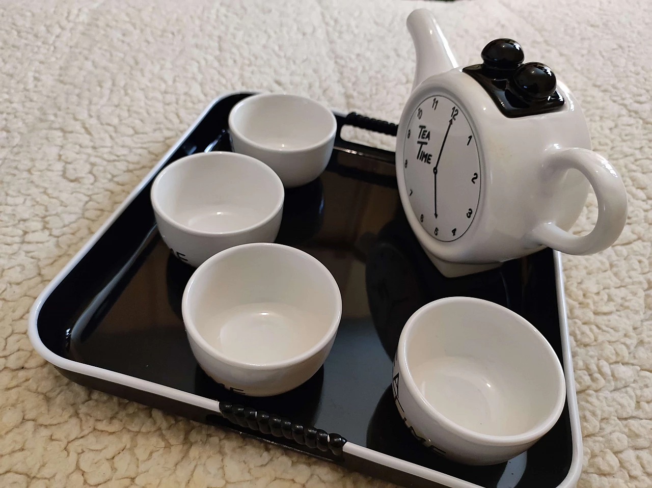 Ceramic tea service with tray, 1980s 6