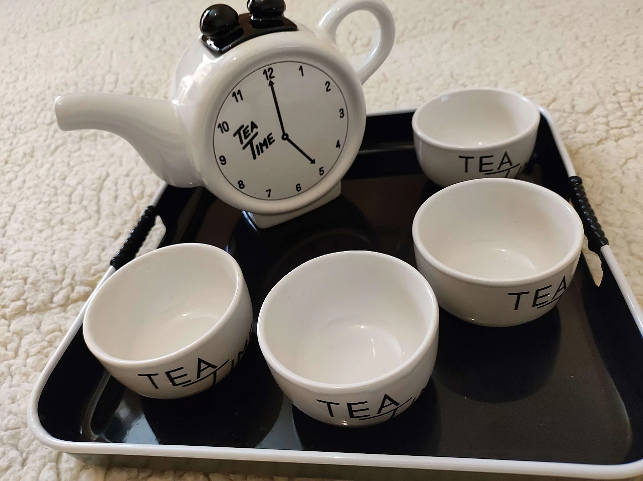 Ceramic tea service with tray, 1980s 7