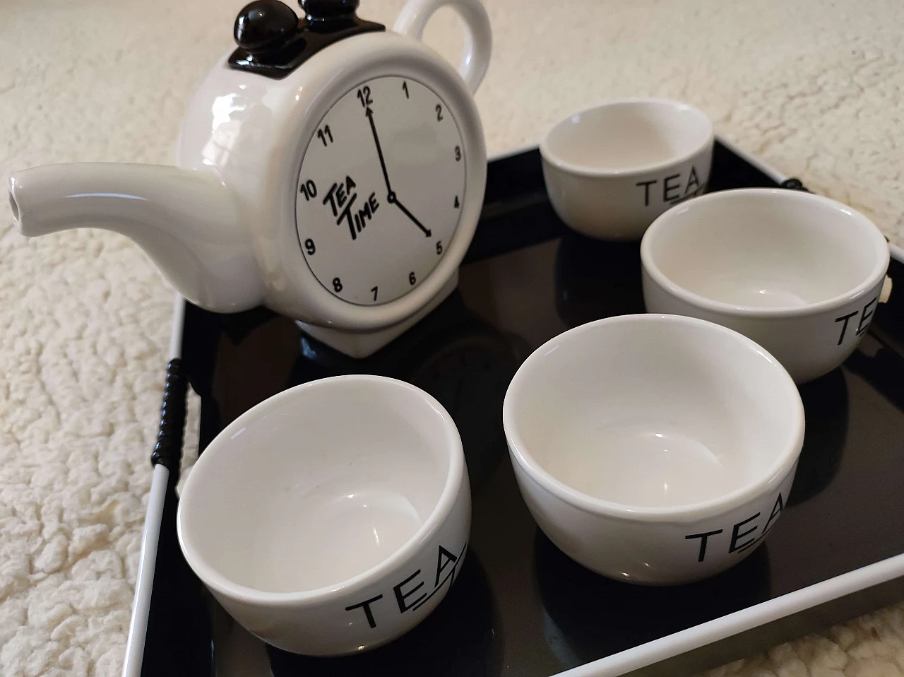 Ceramic tea service with tray, 1980s 9