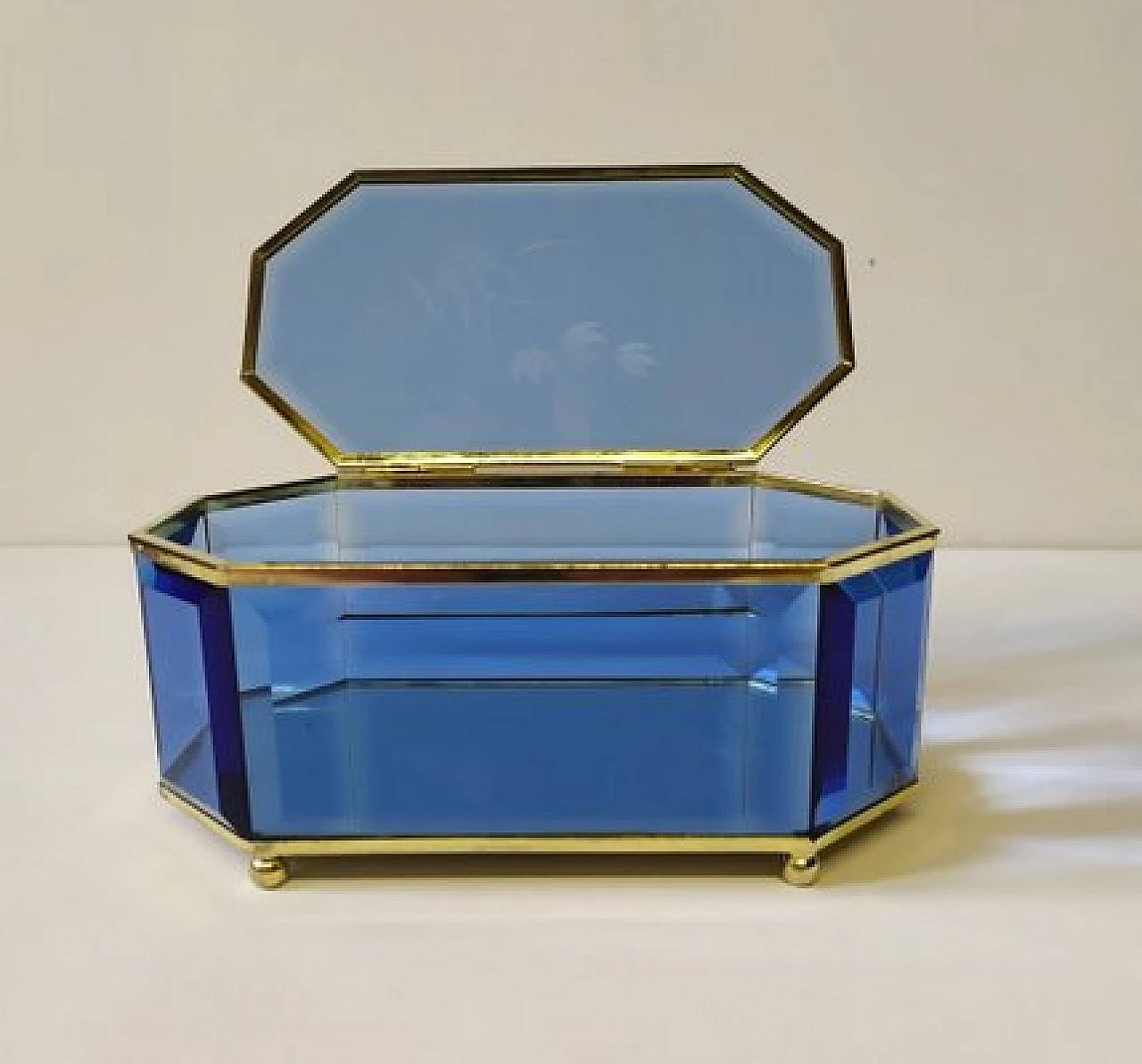 Blue glass box attributed to Pietro Chiesa for Fontana Arte, 1950s 3