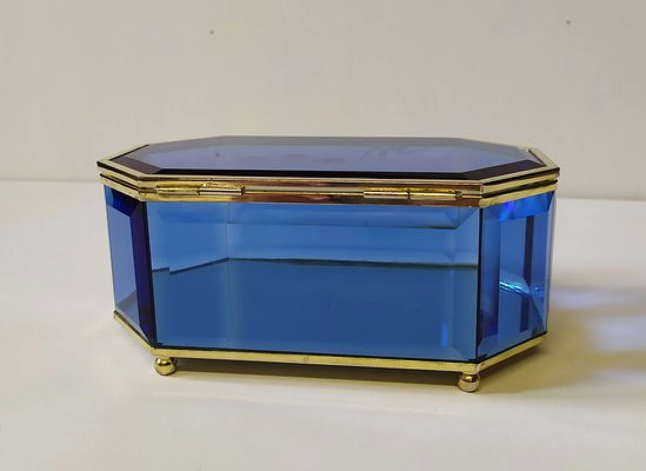 Blue glass box attributed to Pietro Chiesa for Fontana Arte, 1950s 5