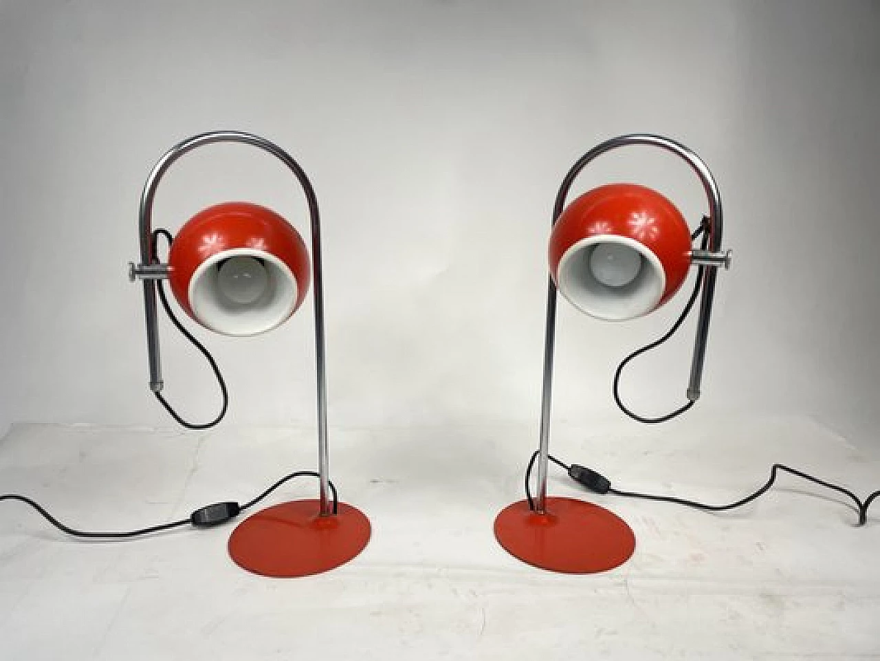 Pair of Space Age adjustable metal table lamps, 1970s 1