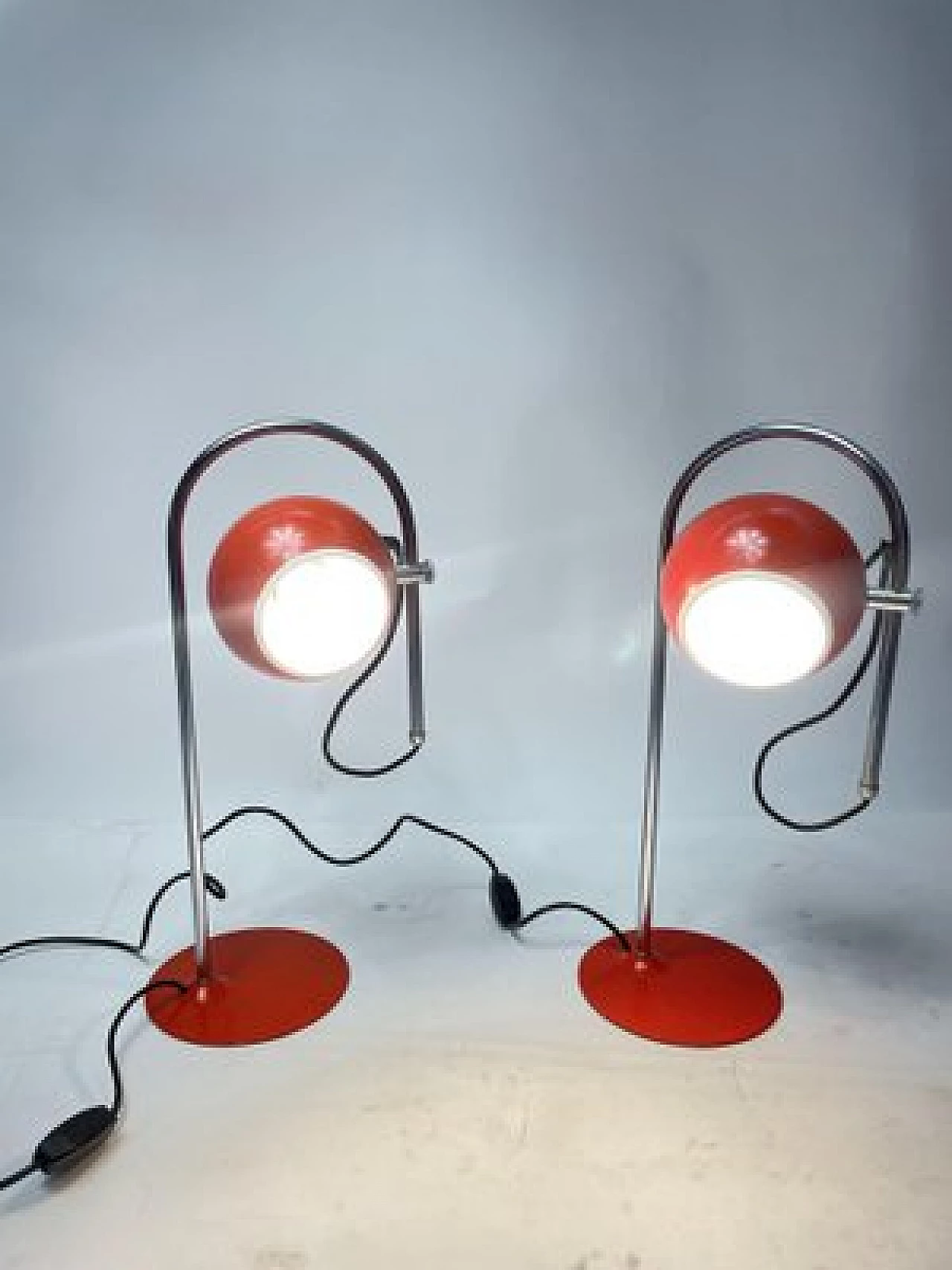 Pair of Space Age adjustable metal table lamps, 1970s 2