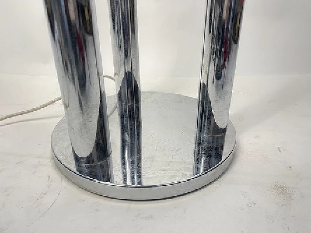 Three-light chromed steel and Murano glass floor lamp, 1960s 4