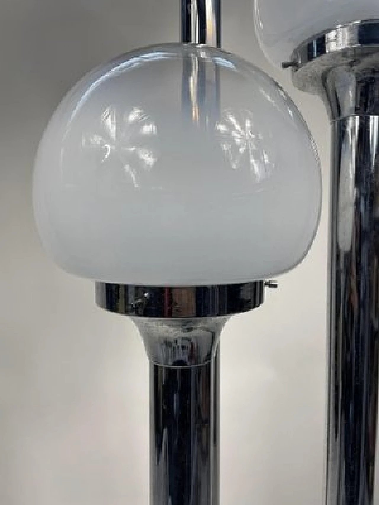 Three-light chromed steel and Murano glass floor lamp, 1960s 5