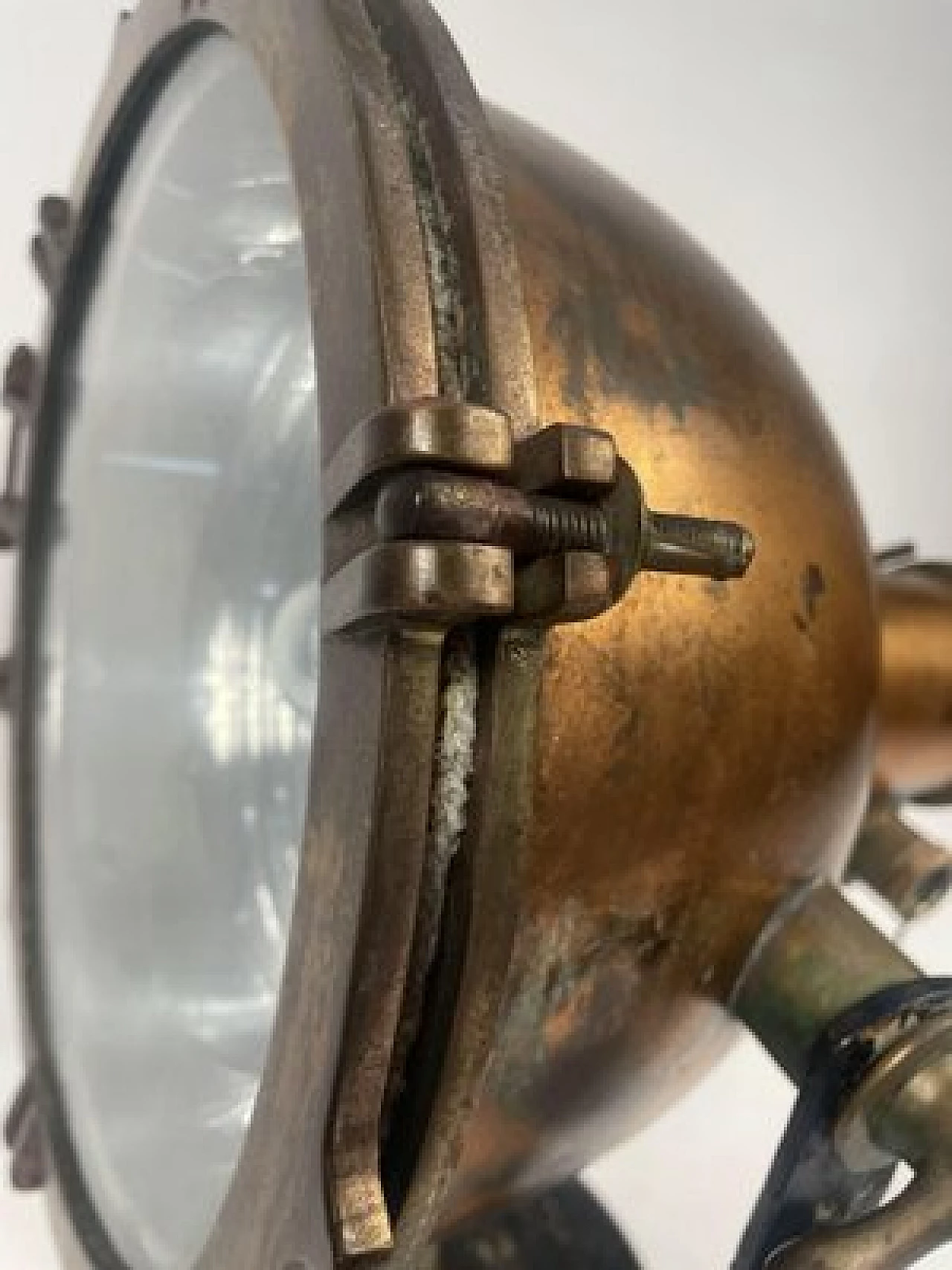 Copper, brass and iron naval headlight, 1940s 3