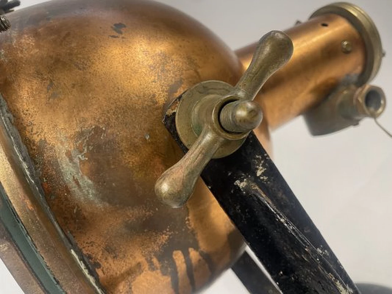 Copper, brass and iron naval headlight, 1940s 4