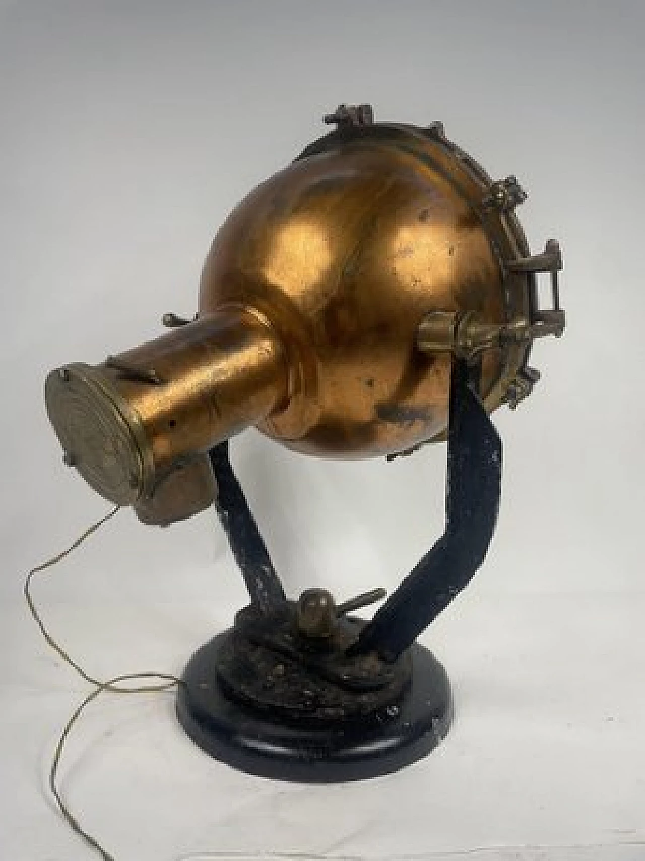 Copper, brass and iron naval headlight, 1940s 5