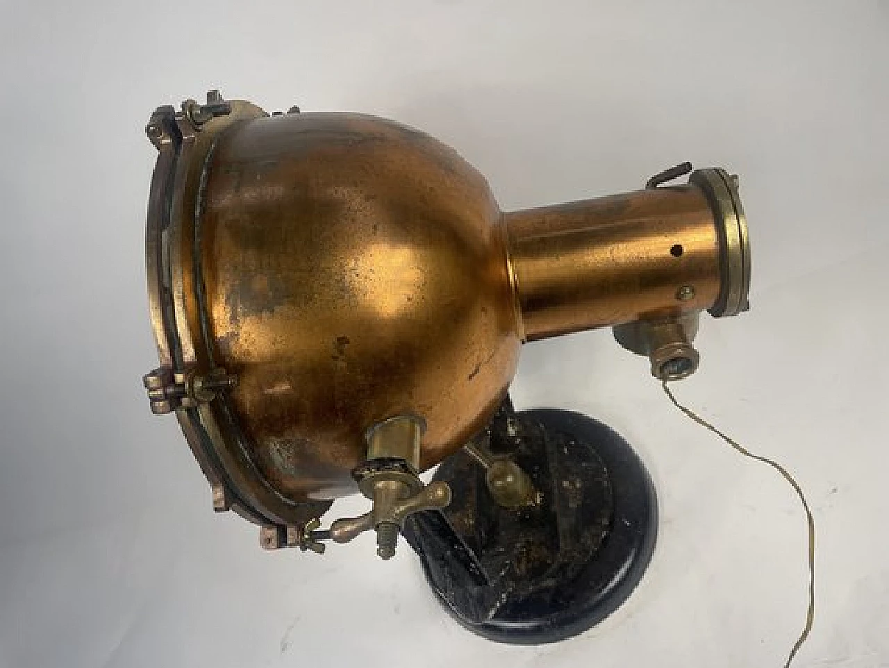 Copper, brass and iron naval headlight, 1940s 8