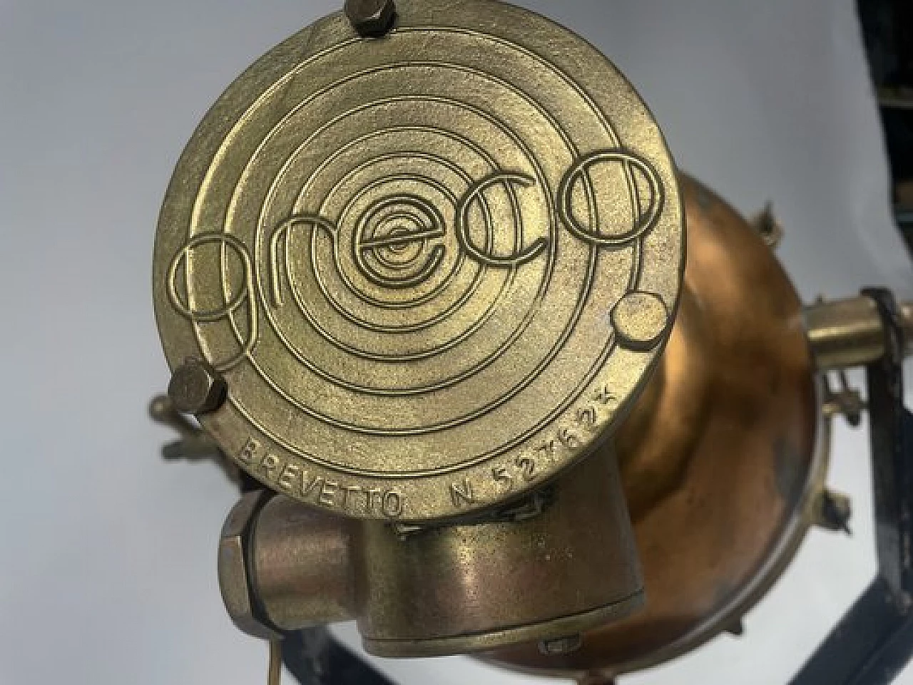 Copper, brass and iron naval headlight, 1940s 9