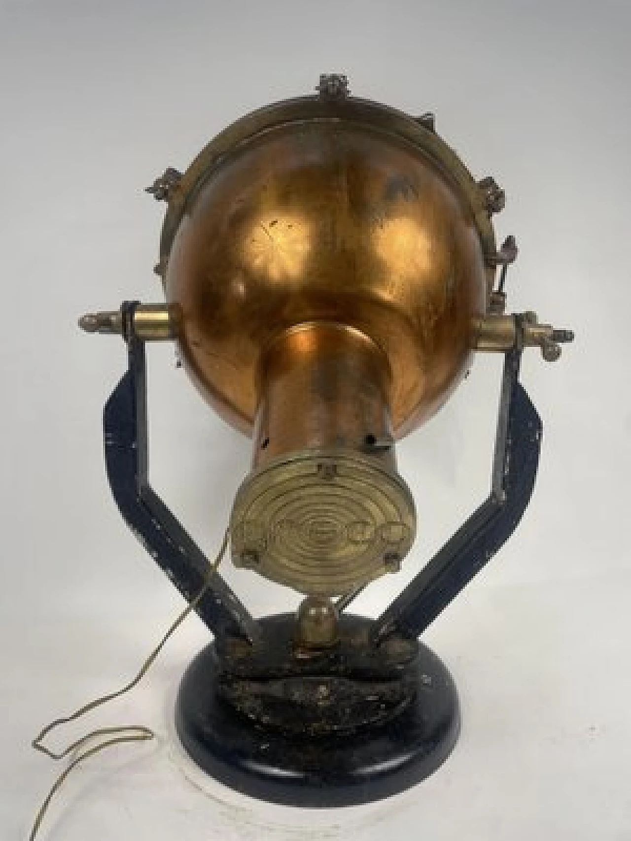 Copper, brass and iron naval headlight, 1940s 11