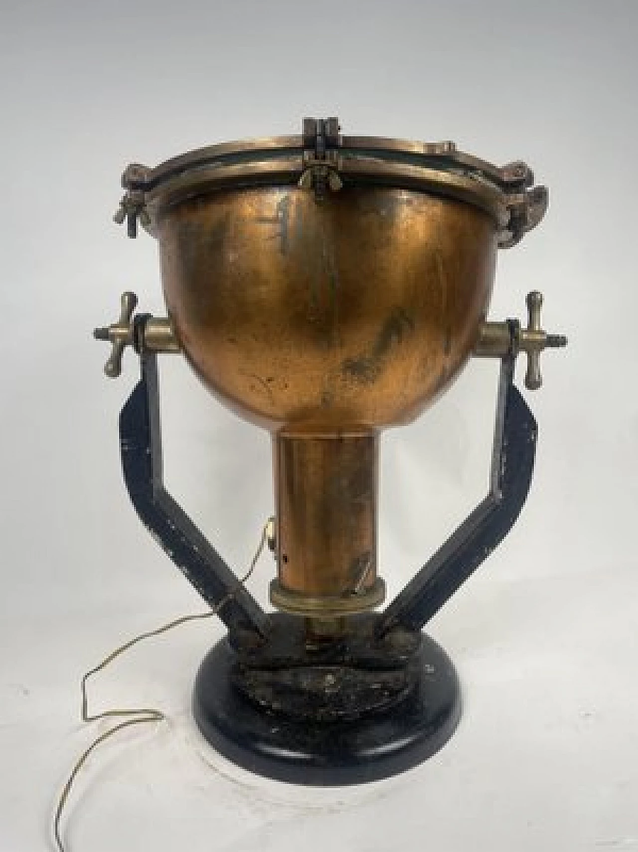 Copper, brass and iron naval headlight, 1940s 13