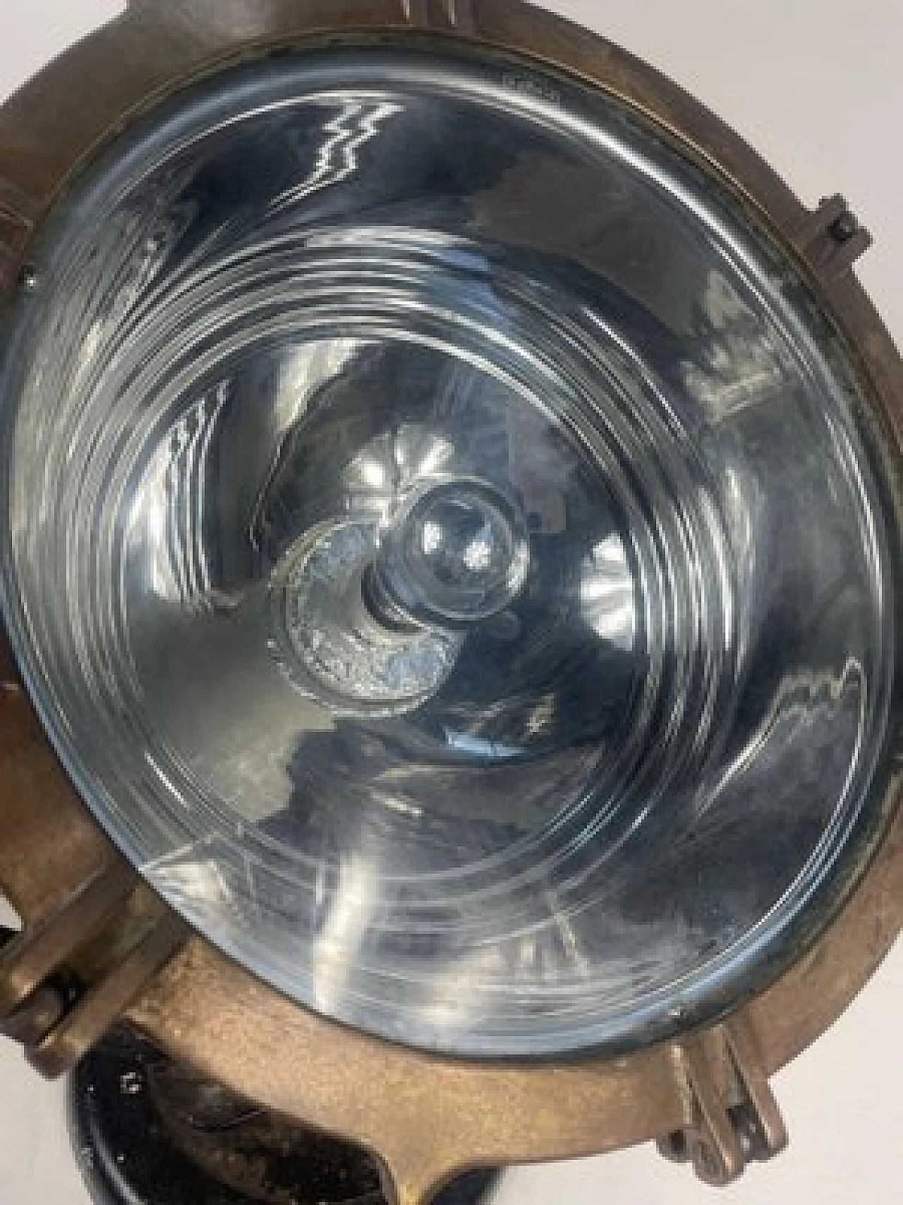 Copper, brass and iron naval headlight, 1940s 14