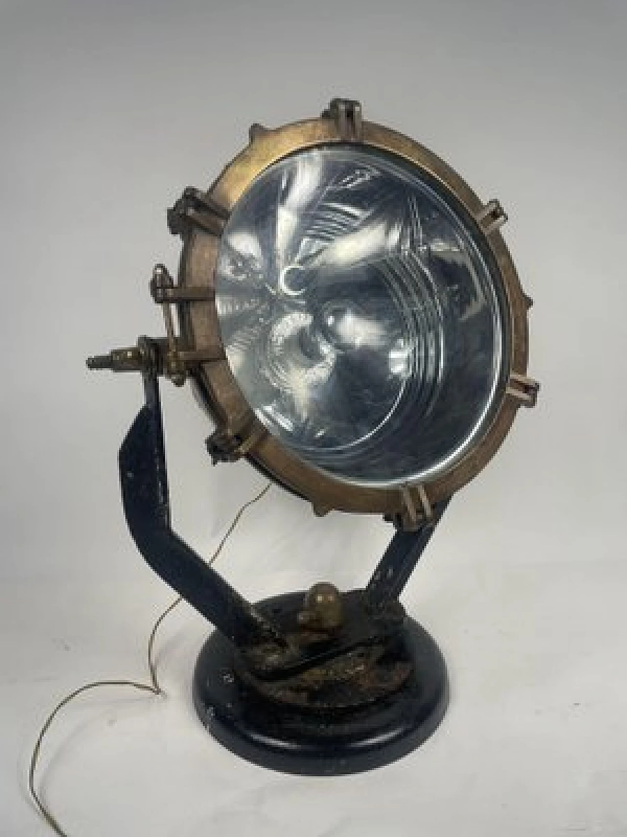 Copper, brass and iron naval headlight, 1940s 15