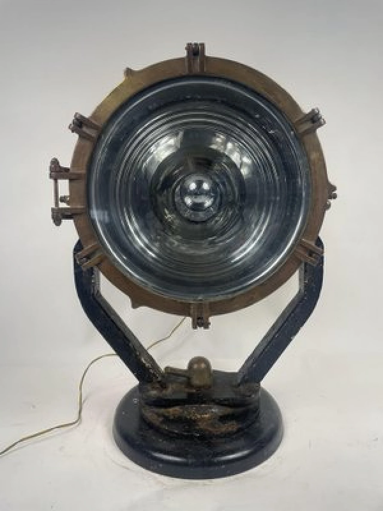 Copper, brass and iron naval headlight, 1940s 16