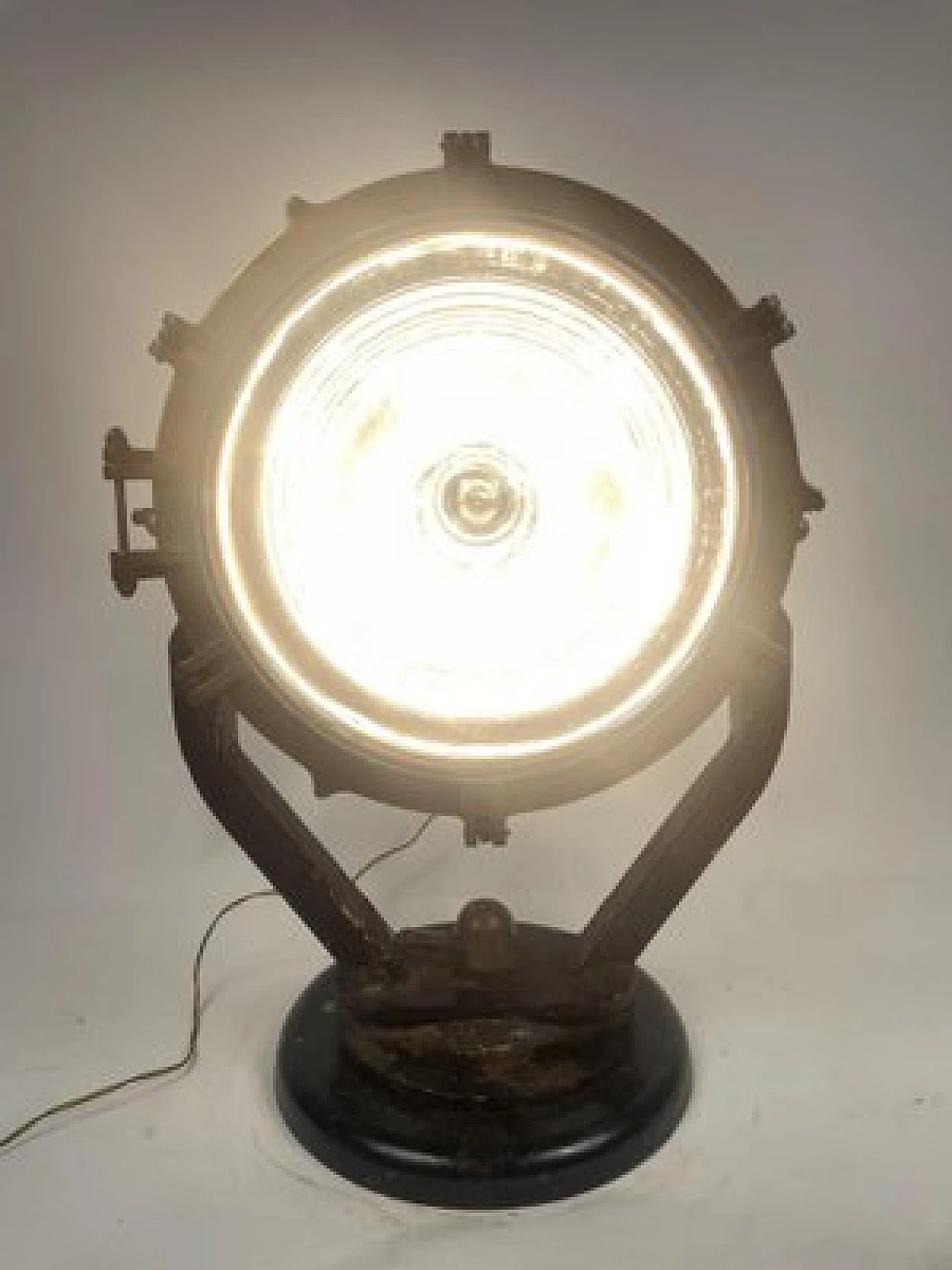 Copper, brass and iron naval headlight, 1940s 17