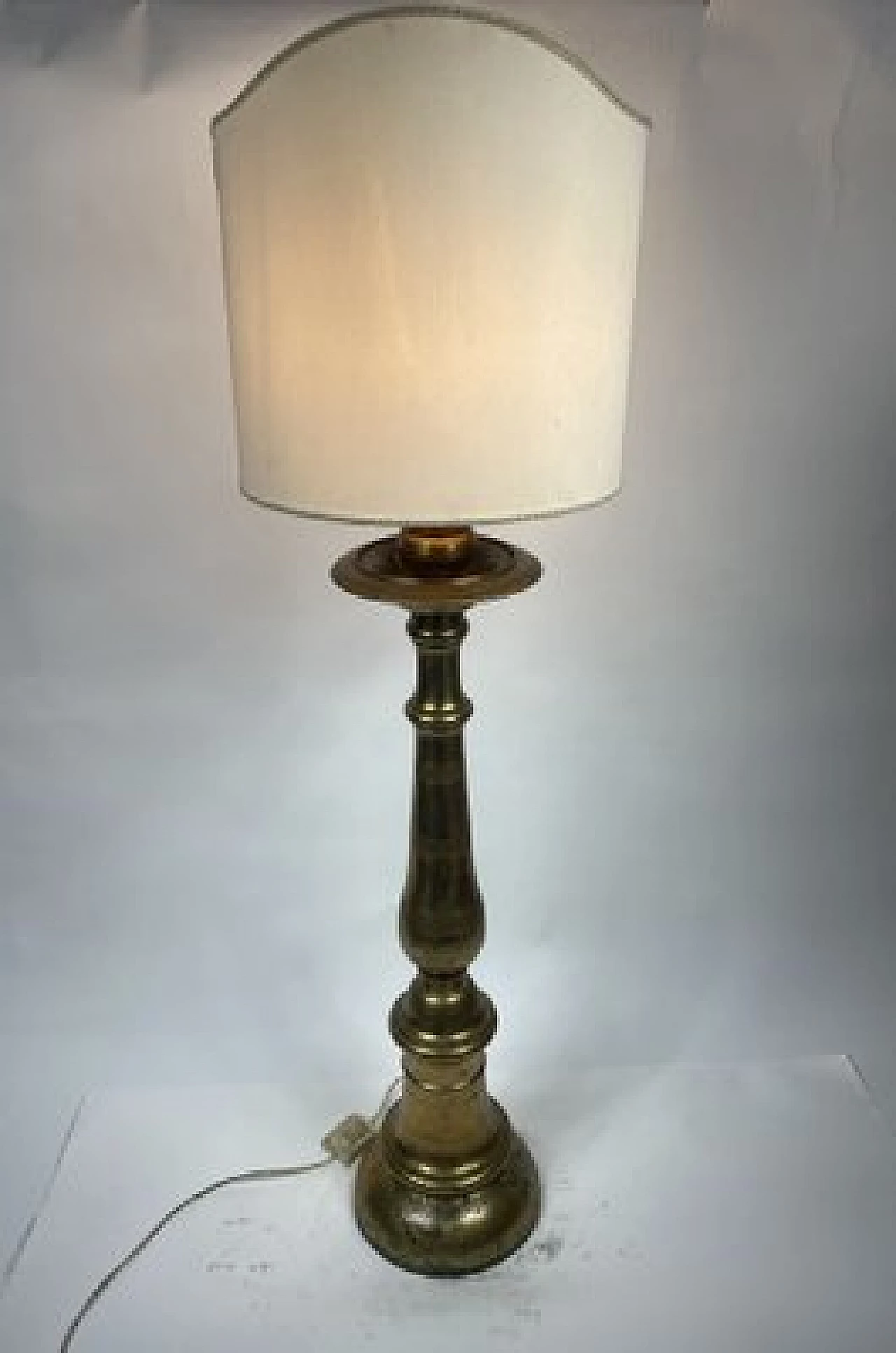 Lampada da terra in bronzo dorato, fine '800 1