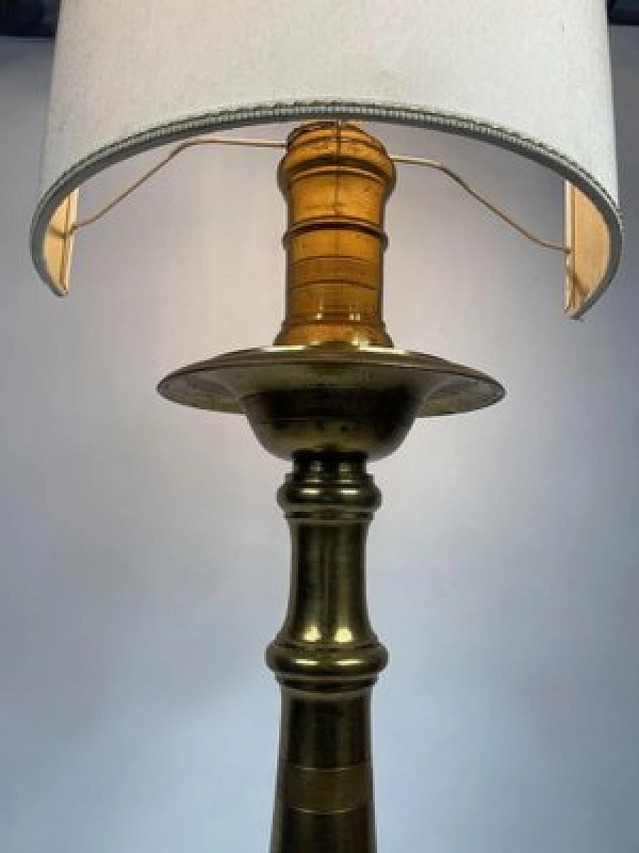 Lampada da terra in bronzo dorato, fine '800 2