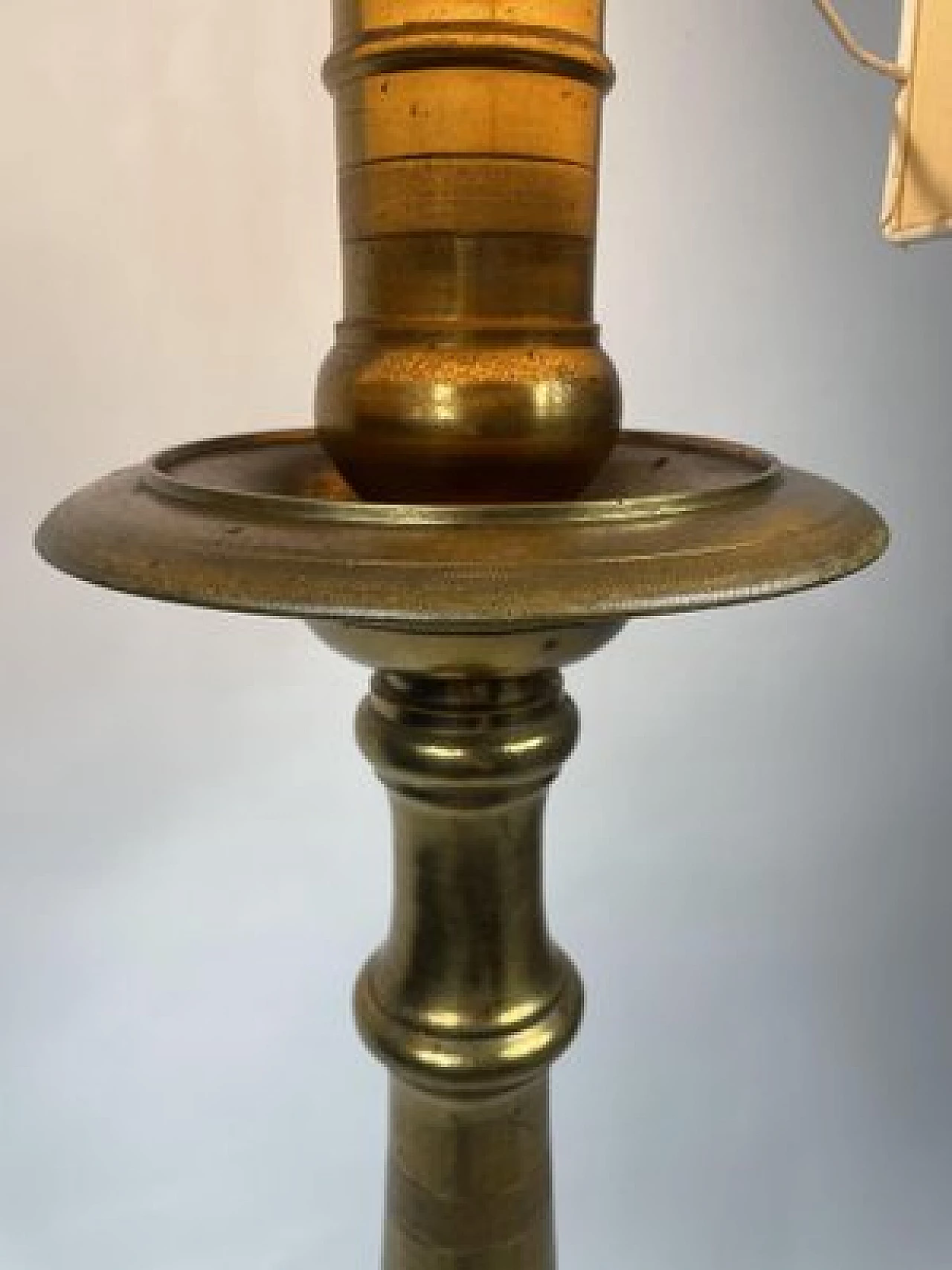 Lampada da terra in bronzo dorato, fine '800 5