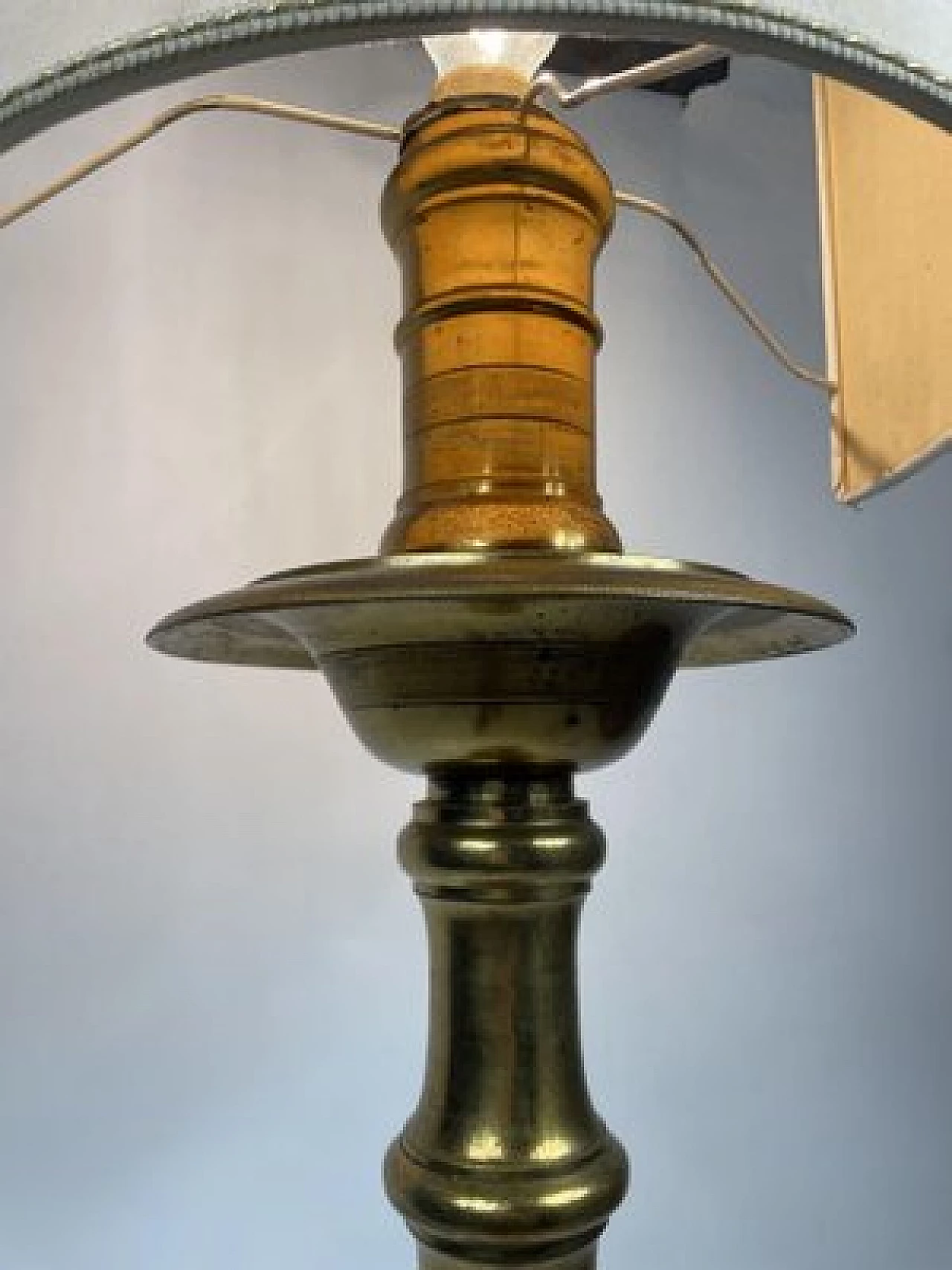 Lampada da terra in bronzo dorato, fine '800 6