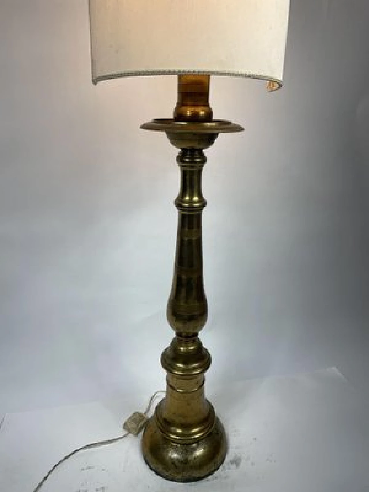 Lampada da terra in bronzo dorato, fine '800 7