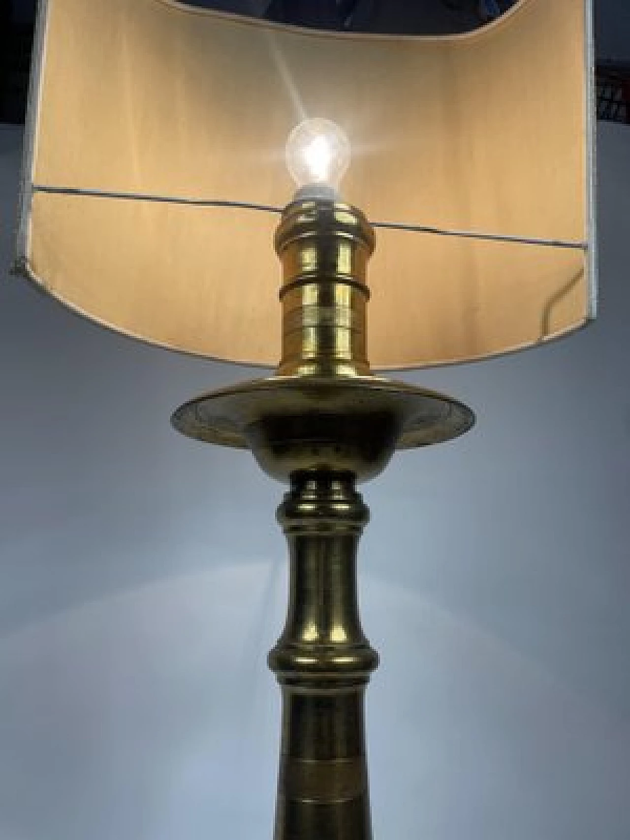 Lampada da terra in bronzo dorato, fine '800 10