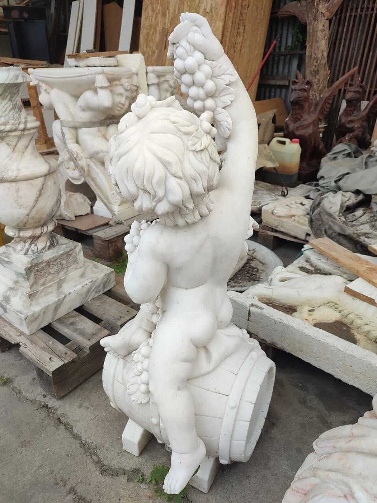 Carrara marble Bacchus sculpture, 2000s 3