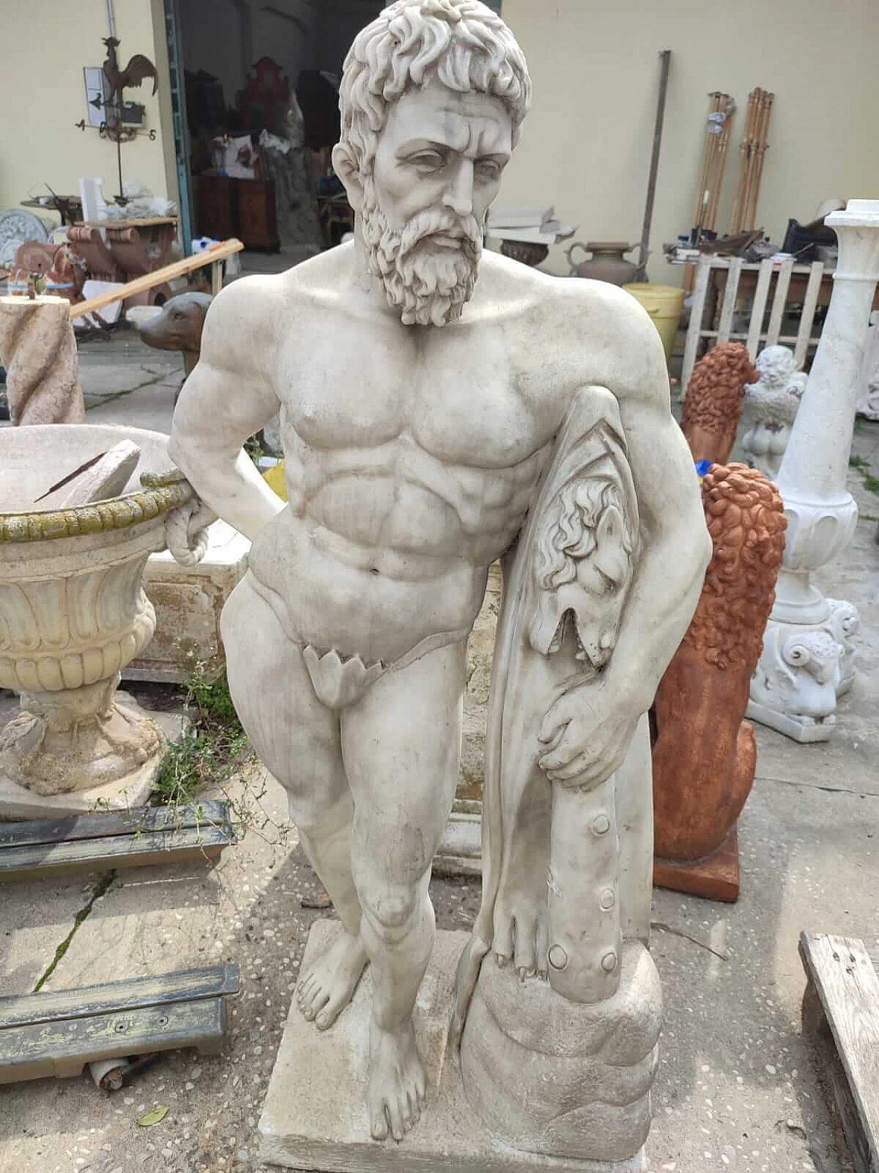 Carrara marble Hercules sculpture, 2000s 4